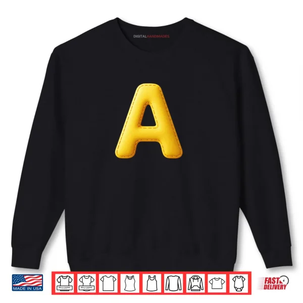 Sweatshirt Big Yellow Letter A Halloween Costume Shirt