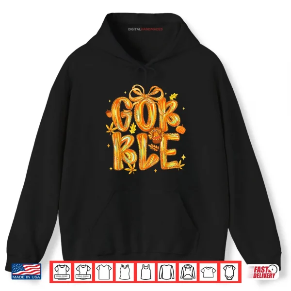 Hoodie Gobble Turkey Coquette Fall Autumn Brushstroke Thanksgiving Shirt