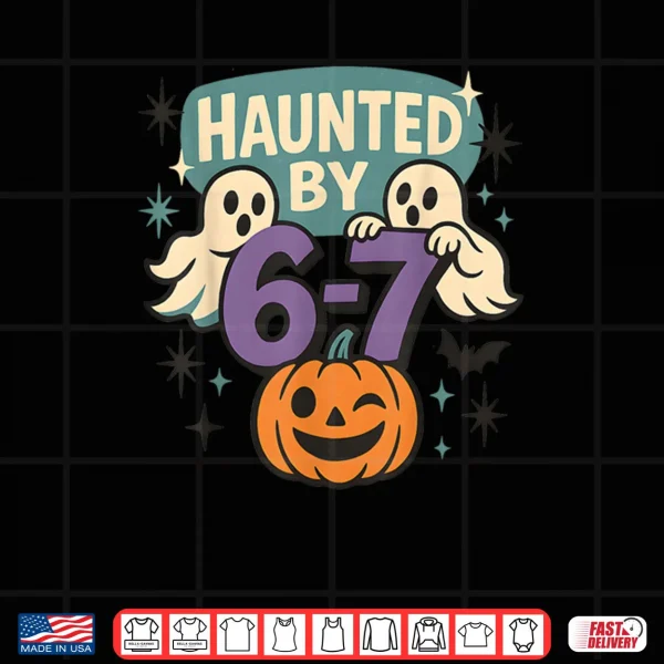 Design Haunted by 6 7 Retro Halloween 67 Ghost Pumpkin Shirt