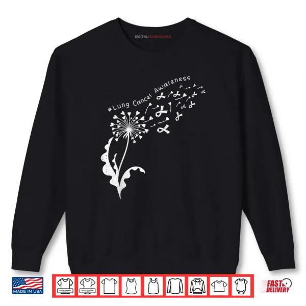 Sweatshirt Dandelion Lung Cancer Awareness White Ribbon Support Shirt