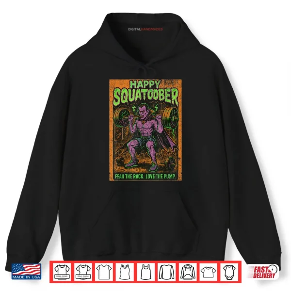Hoodie Happy Squatober Leg Day Challenge Vintage Halloween Monster Shirt