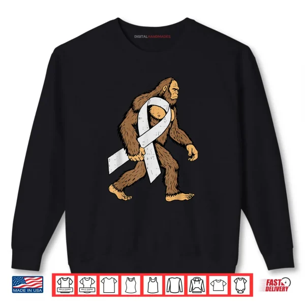 Sweatshirt Lung Cancer Awareness Bigfoot White Ribbon Support Shirt