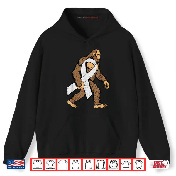 Hoodie Lung Cancer Awareness Bigfoot White Ribbon Support Shirt