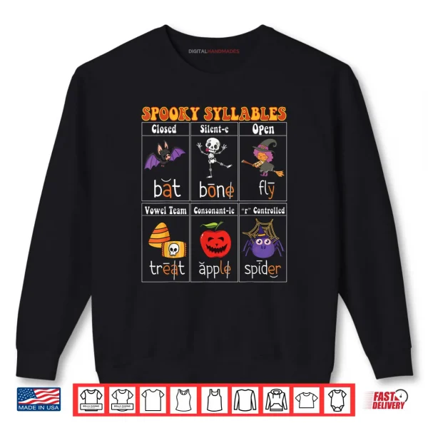Sweatshirt Spooky Syllables Teacher Halloween Educational Kids Shirt