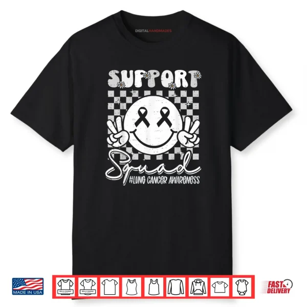 Support Lung Cancer Awareness Smile White Ribbon Shirt