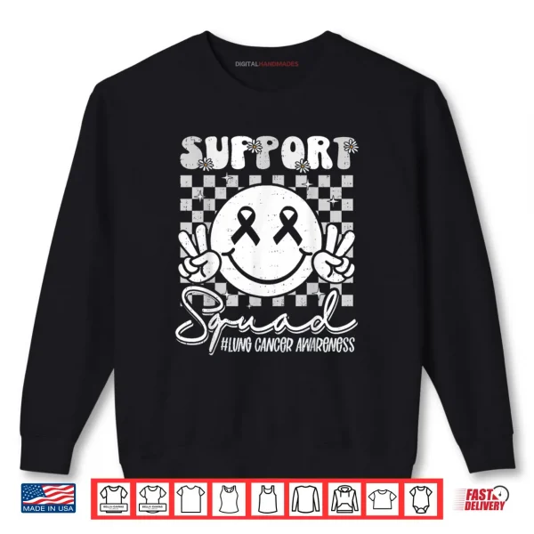 Sweatshirt Support Lung Cancer Awareness Smile White Ribbon Shirt