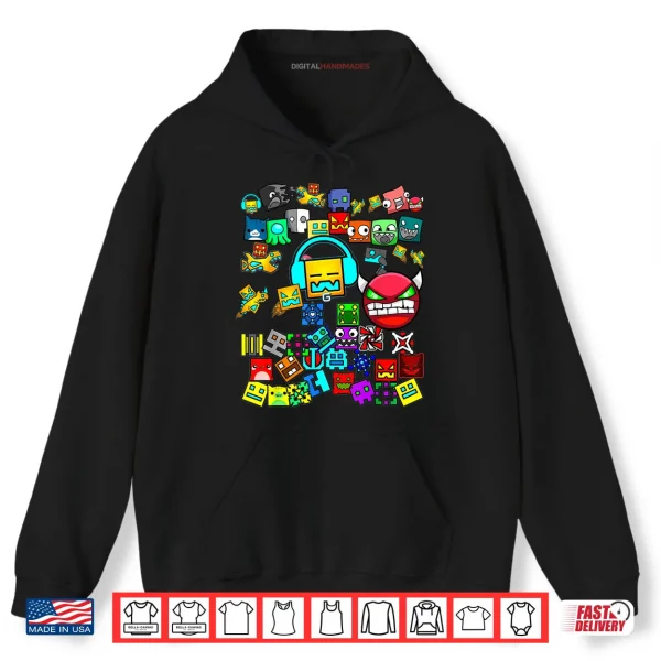 Hoodie Video Gamer Lover Dash Video Game Geometry Shirt