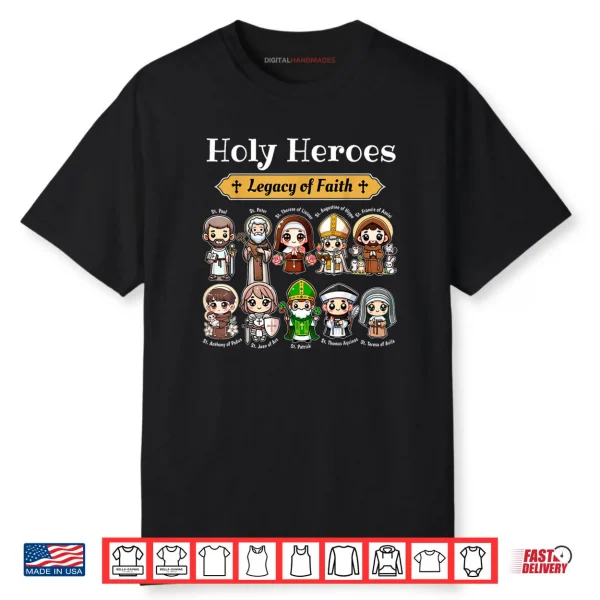Holy Heroes Legacy of Faith Catholic Saints Collection Chibi Shirt