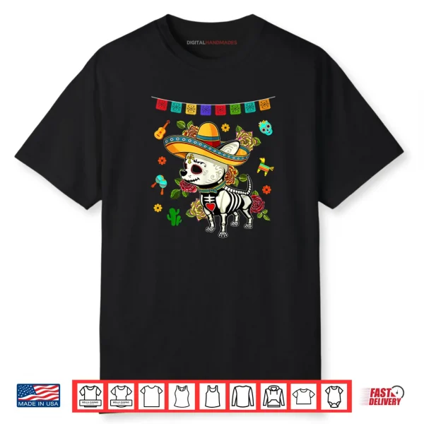 De Los Muertos La Catrina Day of The Dead Dog Sugar Skull Shirt