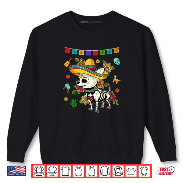 Sweatshirt De Los Muertos La Catrina Day of The Dead Dog Sugar Skull Shirt