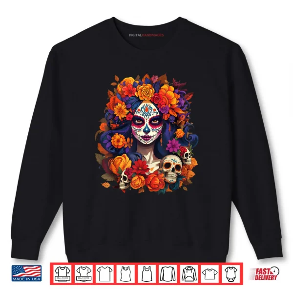 Sweatshirt De Los Muertos La Catrina Day of The Dead Sugar Skull Shirt