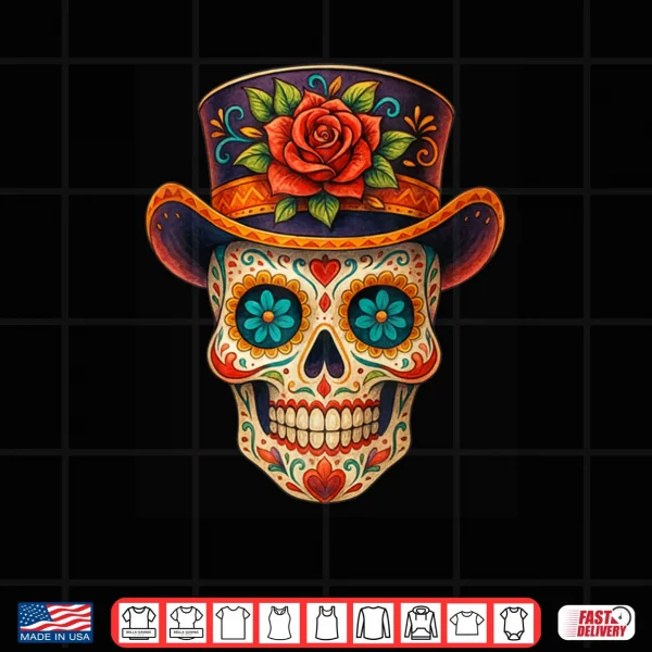 Design Dia De Los Muertos Day of The Dead Sugar Skull Art Shirt