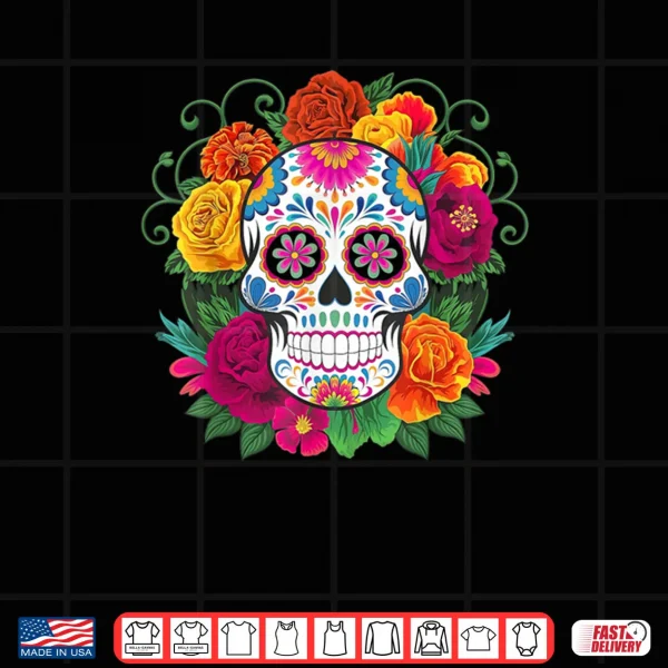 Design Dia De Los Muertos Day of The Dead Sugar Skull Shirt