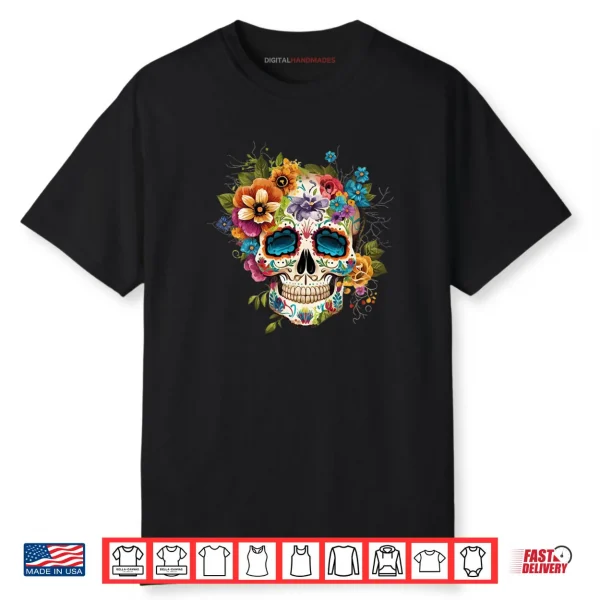 Floral Sugar Skull Dia de Los Muertos Gothic Day Of The Dead Shirt