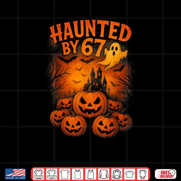 Design 67 Meme Trendy Ghost Halloween Funny Six Seven Gen Alpha Z Shirt