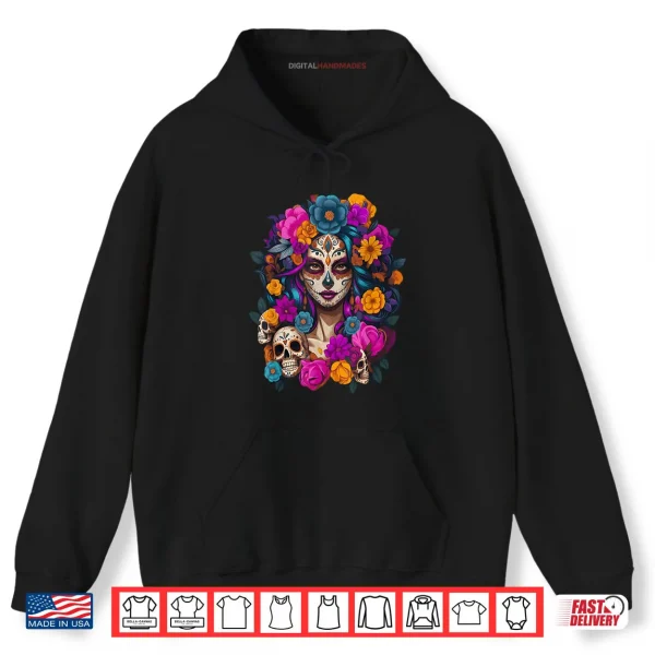 Hoodie Dia De Los Muertos Mexican Day of The Dead Sugar Skull Shirt