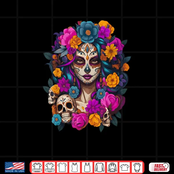 Design Dia De Los Muertos Mexican Day of The Dead Sugar Skull Shirt