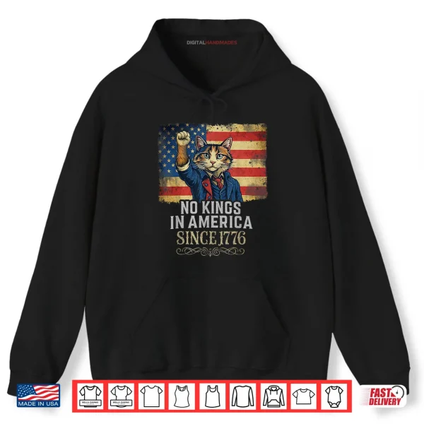 Hoodie No Kings 1776 Revolutionary War Cat Shirt
