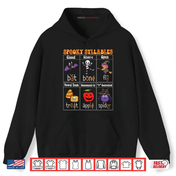 Hoodie Spooky Syllables Teacher Funny Halloween Shirt