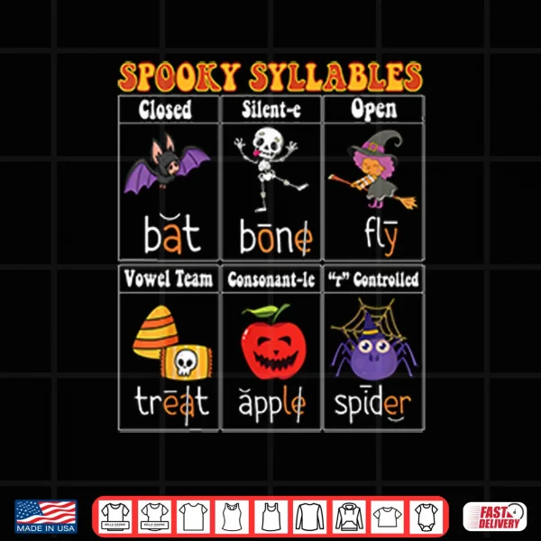 Design Spooky Syllables Teacher Funny Halloween Shirt