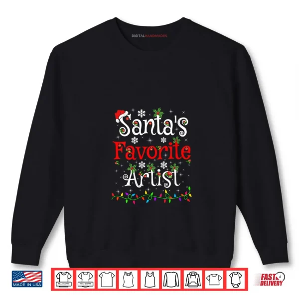 Sweatshirt Santa Favorite Artist Christmas Lights Family Shirt