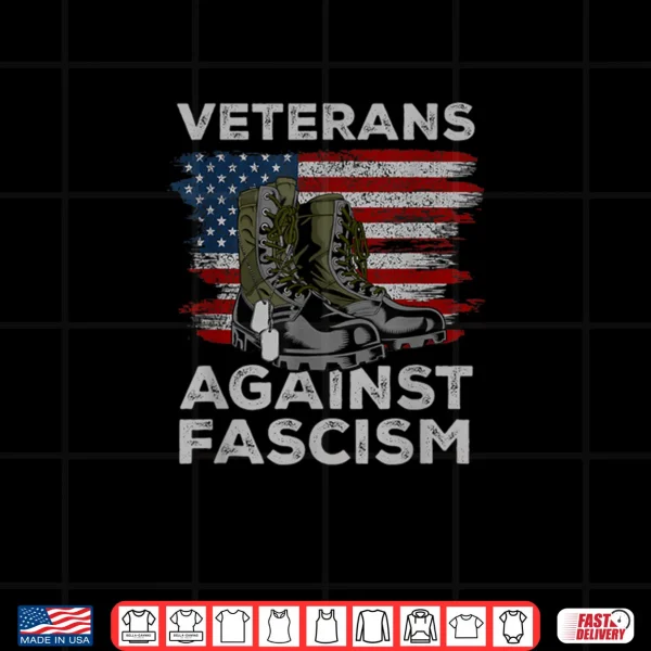 Design Veterans Against Fascism Vintage US Flag Combat Boots Army Shirt