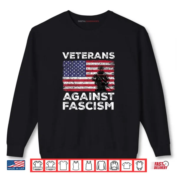 Sweatshirt Veterans Against Fascism Vintage US Army Patriotic Soldier Shirt