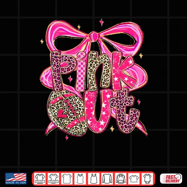 Design Pink Out Breast Cancer Football Coquette Bow Shirt