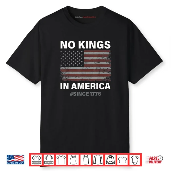No Kings in America Since 1776 Vintage USA Flag No Kings Shirt