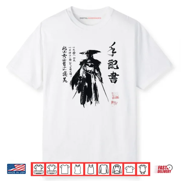 Ghost of Yotei Atsu Sketch Distressed Wanted Poster Shirt