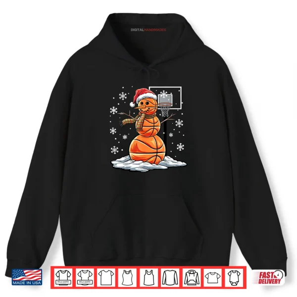 Hoodie Cute Christmas Basketball Snowman Shirt Basketball Christmas Shirt