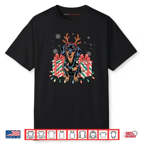 Cute Reindeer Dachshund Christmas for Women Men Dog Lover Shirt