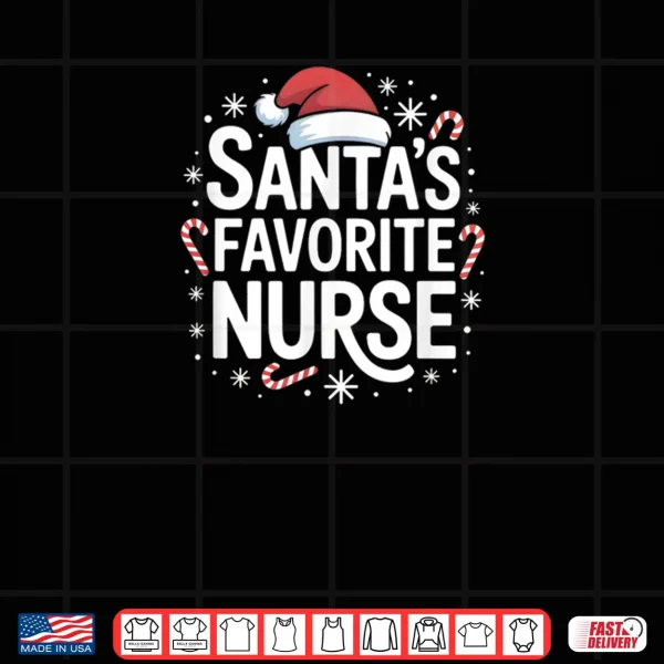 Design Santas Favorite Nurse Christmas Candy Canes Snowflakes Vibe Shirt