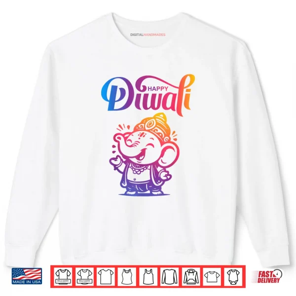 Sweatshirt Happy Diwali Deepavali Hindu Indian Festival of Lights Elephant Shirt