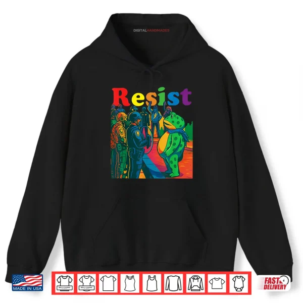 Hoodie Frogs Resist Portland Frog Protest Vintage Activist Freedom Shirt
