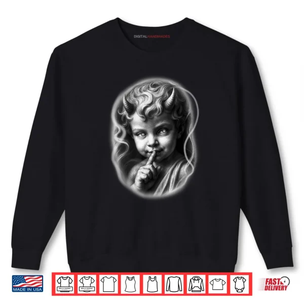Sweatshirt Baby Devil Cherub Demon Shhh Shirt