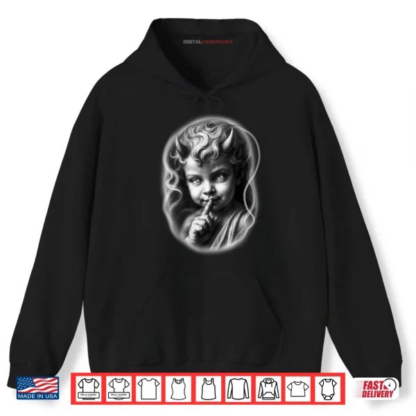 Hoodie Baby Devil Cherub Demon Shhh Shirt