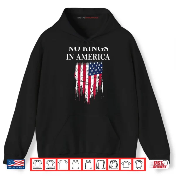 Hoodie No Kings in America America Flag Vintage No Kings Shirt