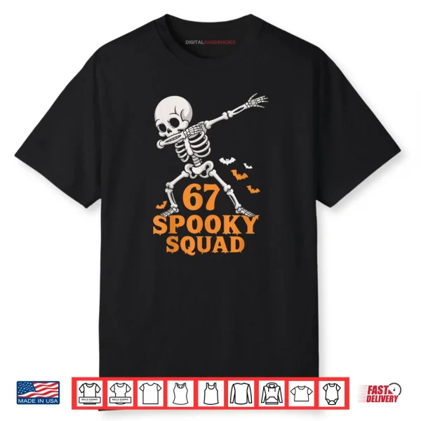 67 Spooky Squad 6 7 Numbers Six Seven Kids Skeleton Shirt