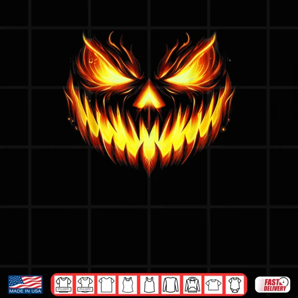 Design Scary Jack O Lantern Carved Pumpkin Face Halloween Costume Shirt