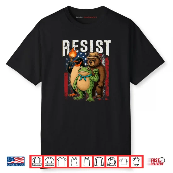 Bear Penguins And Frog Resist Protest Against Tariffs Shirt