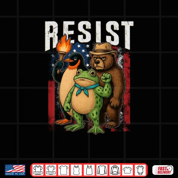 Design Bear Penguins And Frog Resist Protest Against Tariffs Shirt