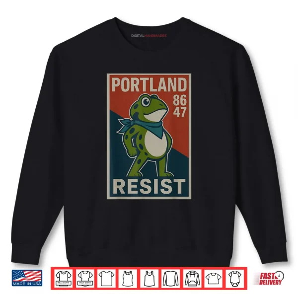 Sweatshirt Portland 8647 Frog Resist Protest Retro Vintage Shirt