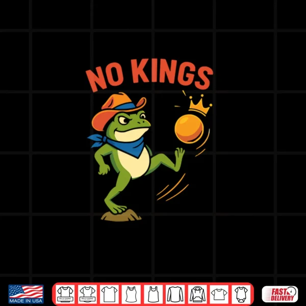 Design No Kings Portland Frog Kicking Protest Cartoon Shirt