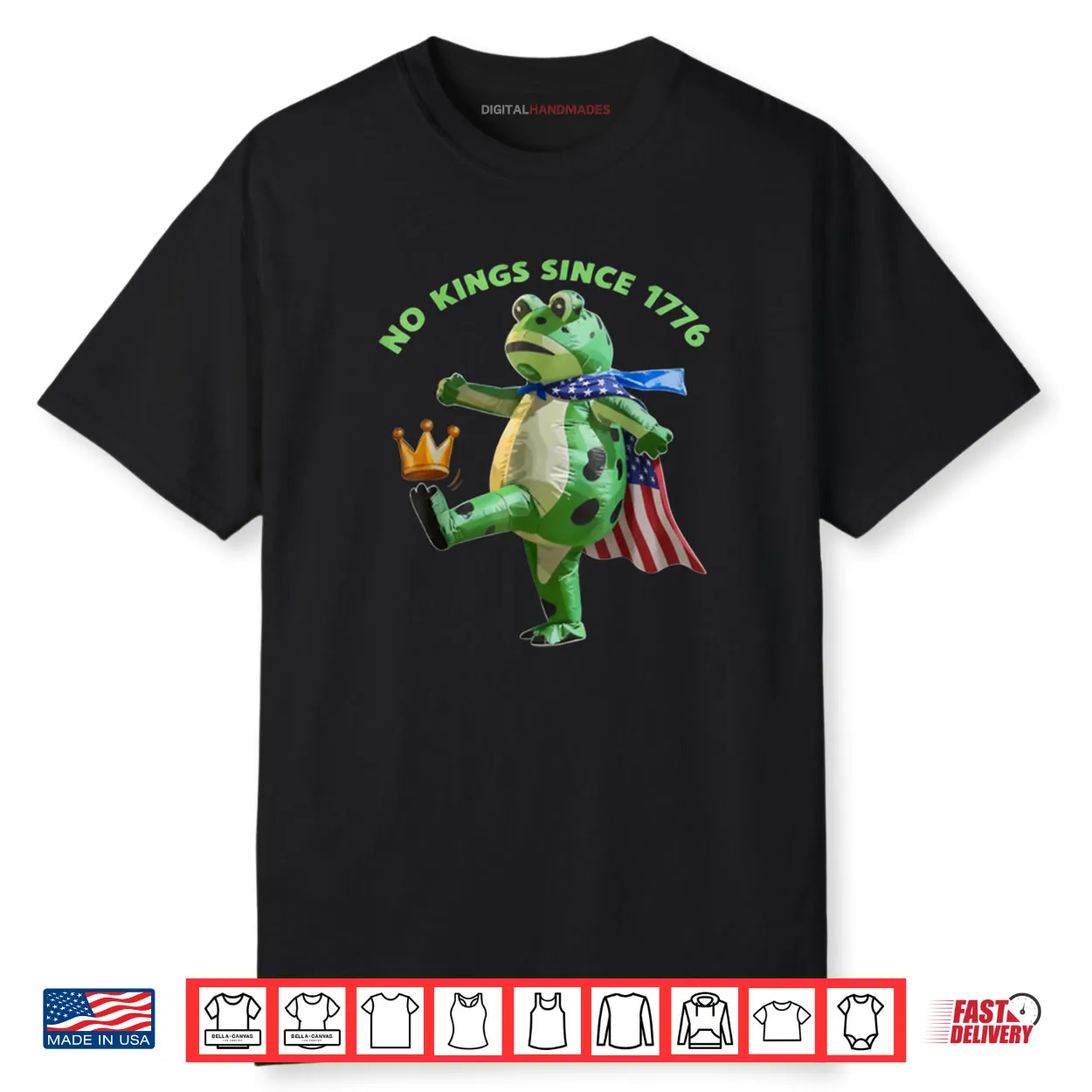 No Kings Since 1776 Portland Frog Kicking Crown Shirt No Kings Since 1776 Portland Frog Kicking Crown Shirt