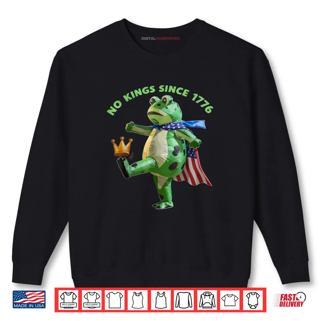 No Kings Since 1776 Portland Frog Kicking Crown Shirt No Kings Since 1776 Portland Frog Kicking Crown Shirt