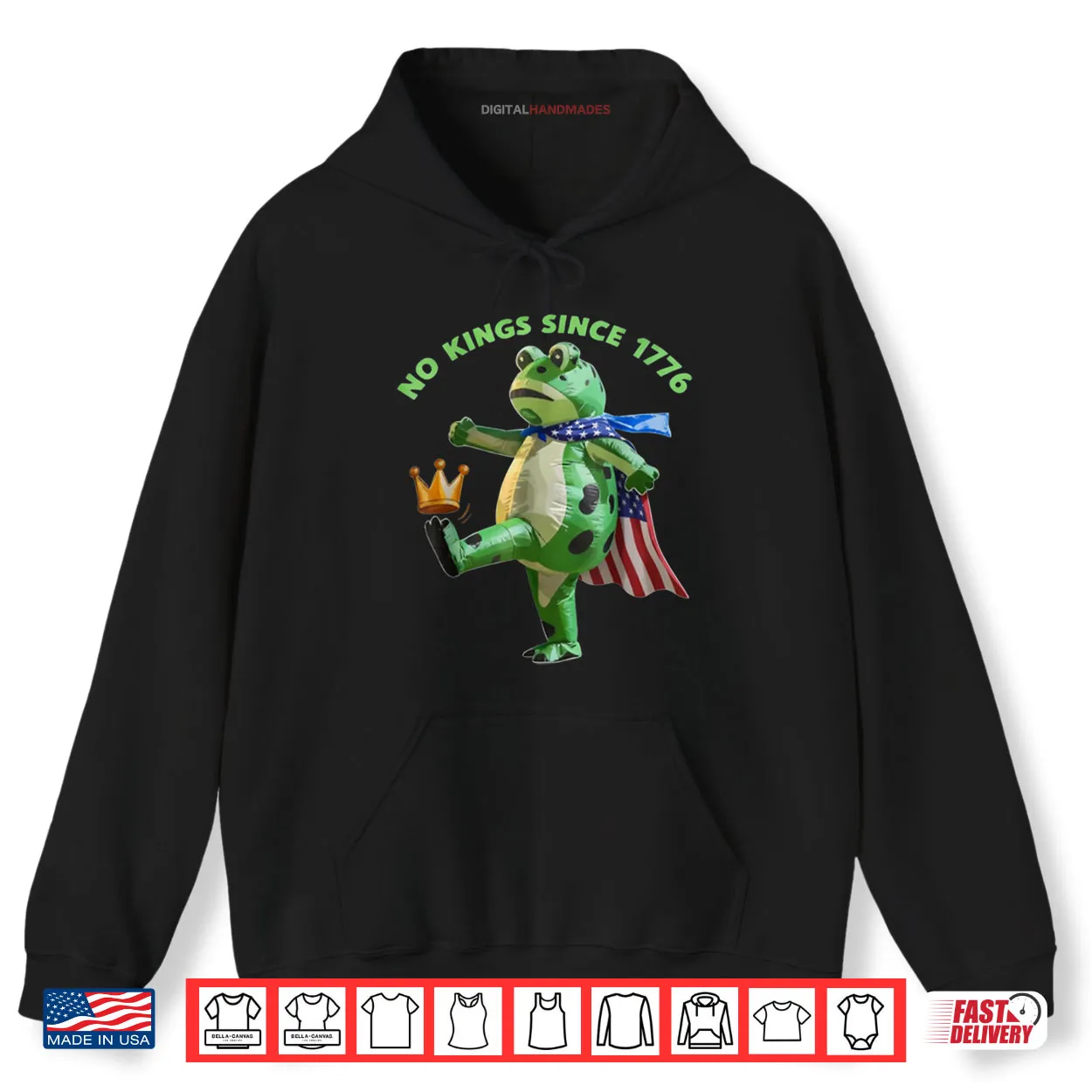 No Kings Since 1776 Portland Frog Kicking Crown Shirt No Kings Since 1776 Portland Frog Kicking Crown Shirt