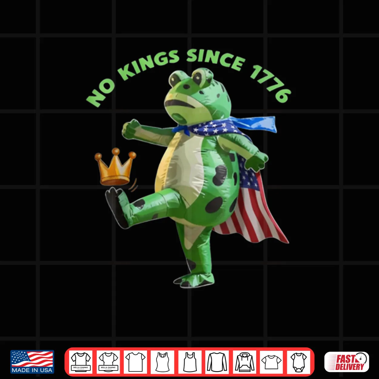 No Kings Since 1776 Portland Frog Kicking Crown Shirt No Kings Since 1776 Portland Frog Kicking Crown Shirt