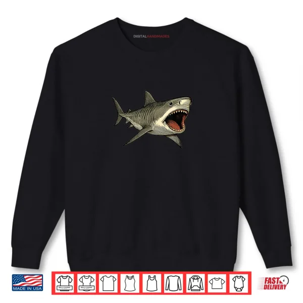 Sweatshirt Tiger Shark with Open Mouth Ocean Shirt