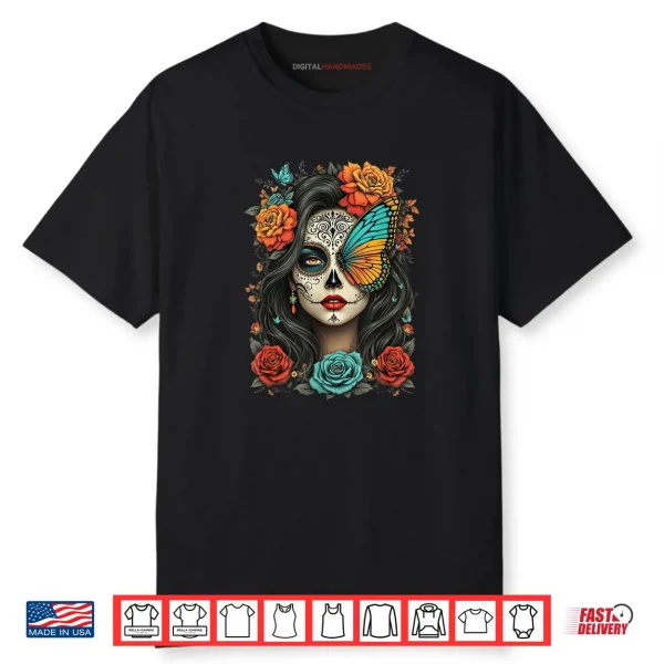 Floral Sugar Skull Day of The Dead Dia de Los Muertos Shirt